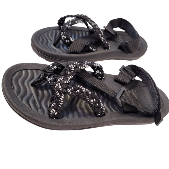 MEGNYA Women's Comfort Sandals Black Braided Straps Arch Support Size 7 - Picture 2 of 9